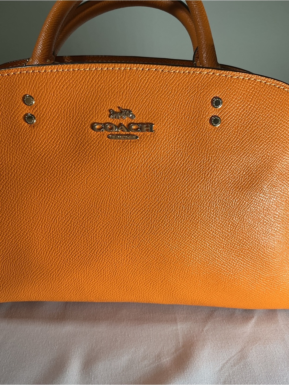 Coach Orange Leather Satchel - Picture 2 of 7
